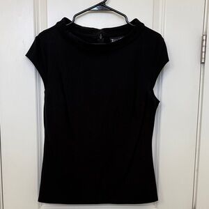 New York & Company Black Cap Sleeve Blouse